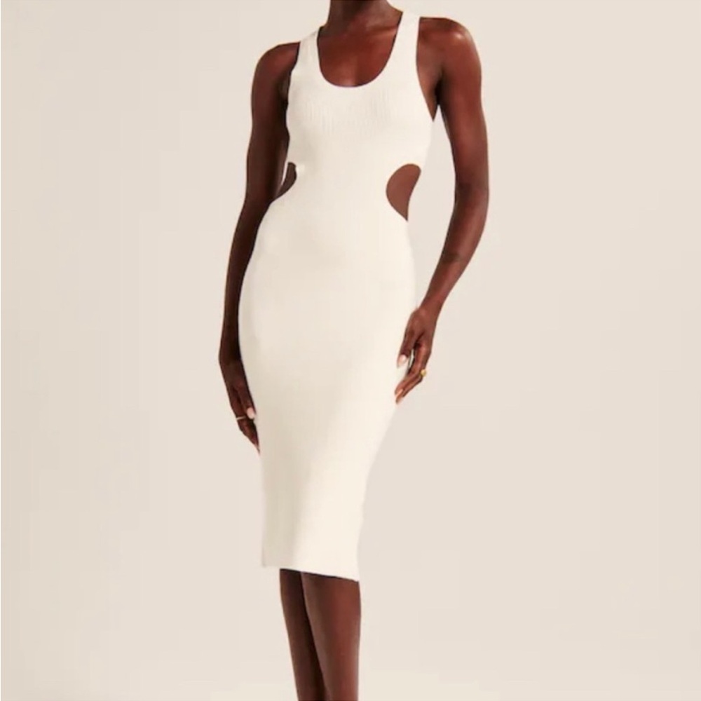 ABERCROMBIE & FITCH Ribbed Knit Cutout Midi Dress